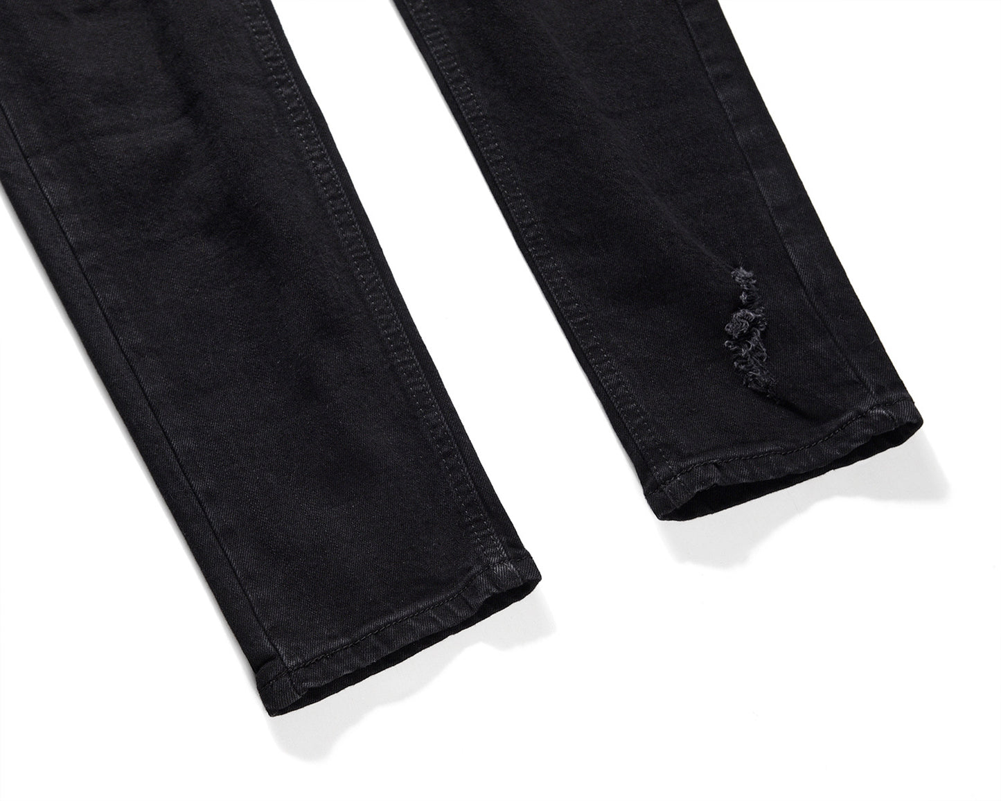 Black Ripped Stretch Jeans Slim Fit Casual Trousers