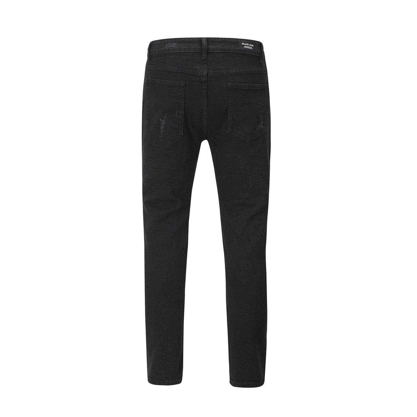 Black Ripped Stretch Jeans Slim Fit Casual Trousers