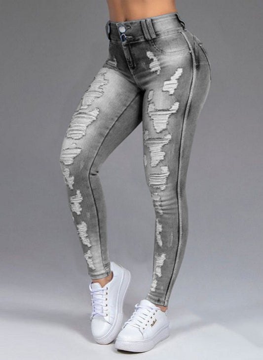 Women's Thin Stretch Ripped Jean's