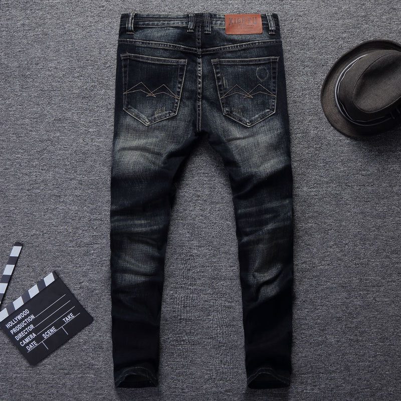European And American Fashion Frayed Slim-fit Men's Jeans