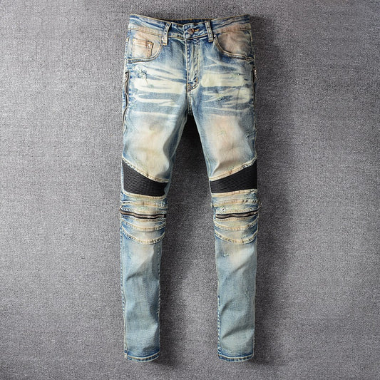 Slim-fit jeans with knee stitching