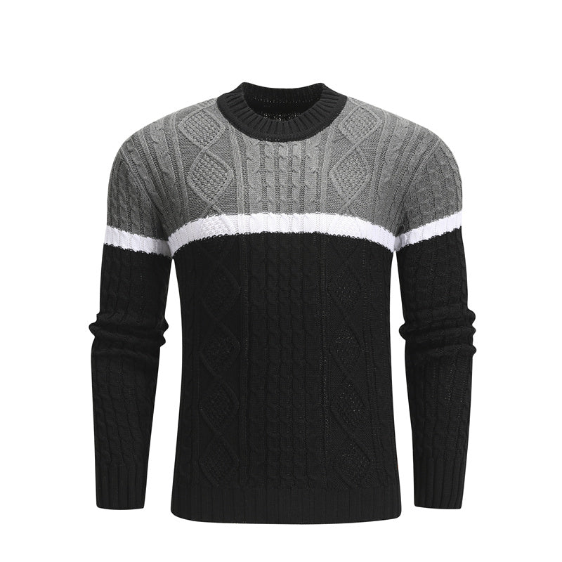 Men Casual Knitted Soft Cotton Sweaters Pullover Men Winter New Fashion Striped O-Neck Sweater