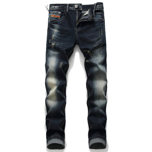 Non-iron Ripped Straight Men's Micro-stretch Jeans