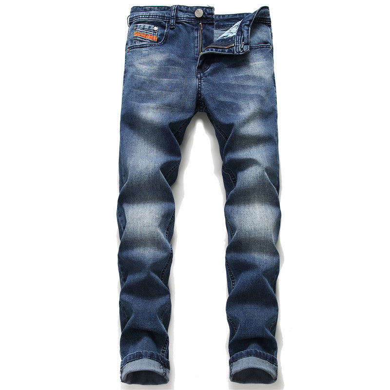 Non-iron Ripped Straight Men's Micro-stretch Jeans