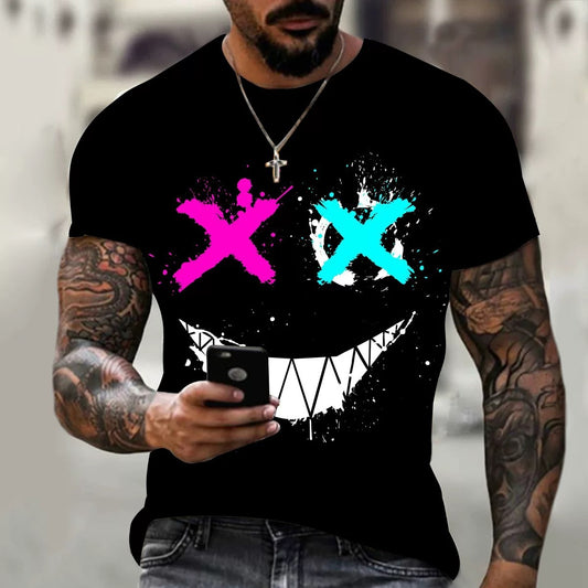 Face Horror Digital Printed T-shirt Loose Men's