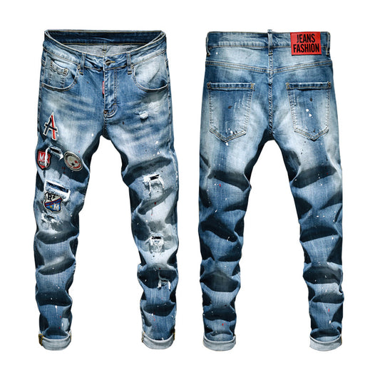 Cross-border New Men's Jeans Quality Trendy Brand Stretch Pants Jeans Men